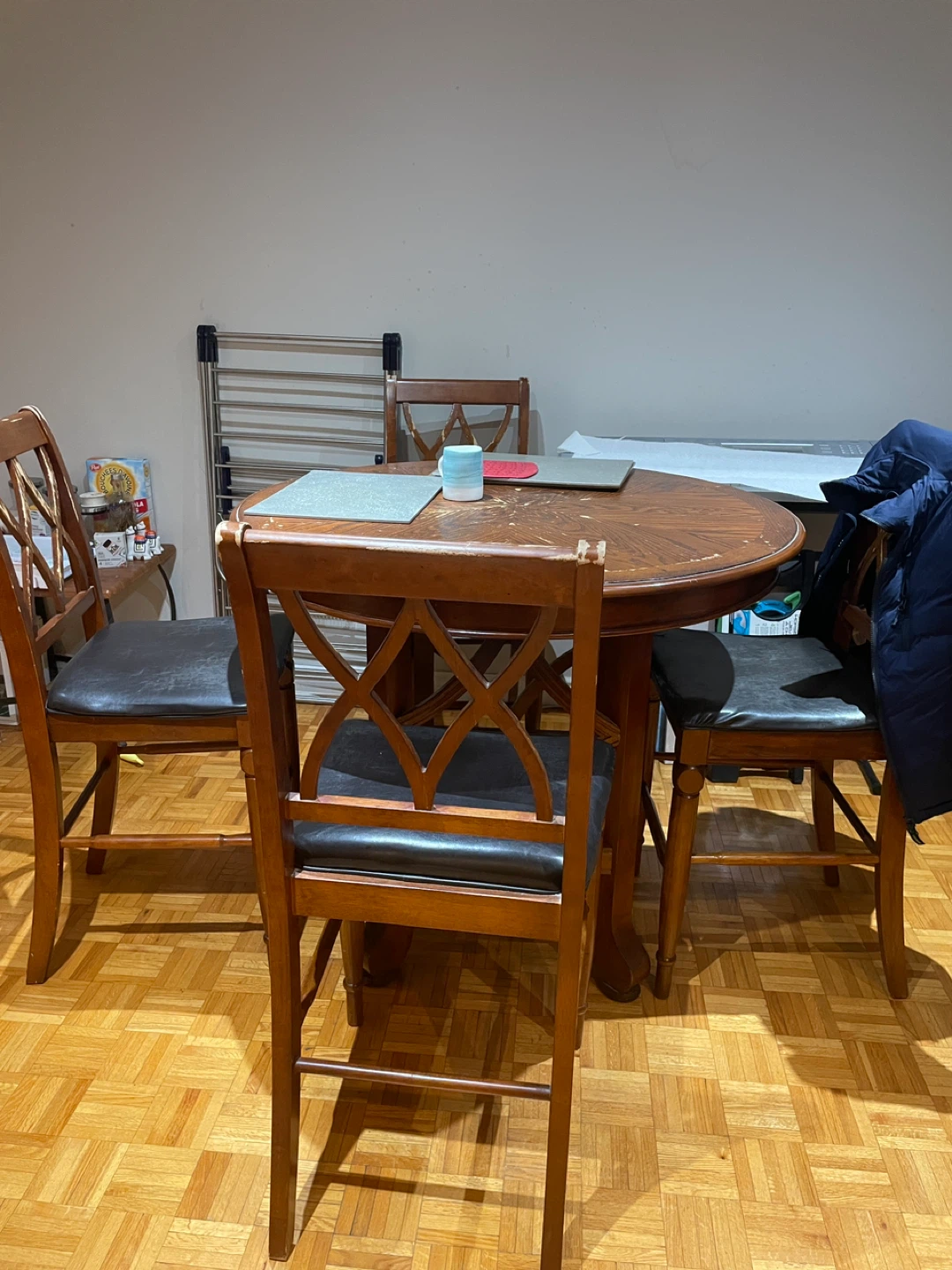Wooden Dining Table with 4 Chairs