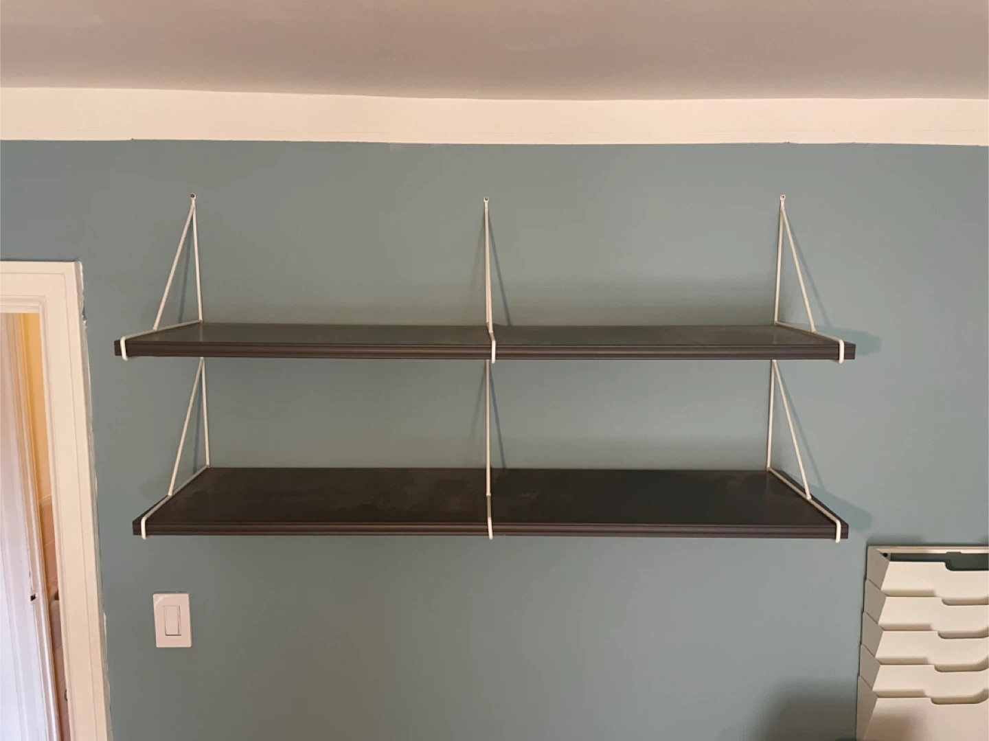IKEA Wall shelves + brackets (3 shelves, gray/white)