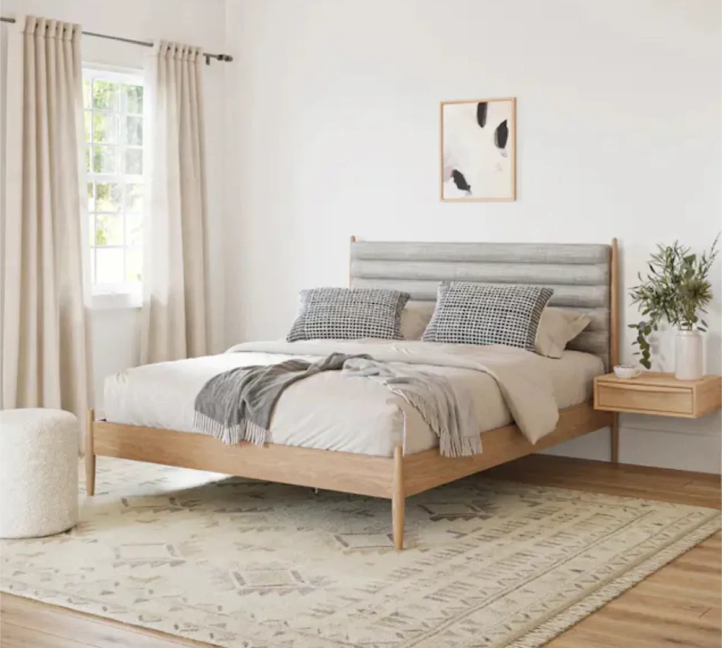 MOVING OUT SALE! Article Queen Size Bed Frame - Upholstered image indicator(2)