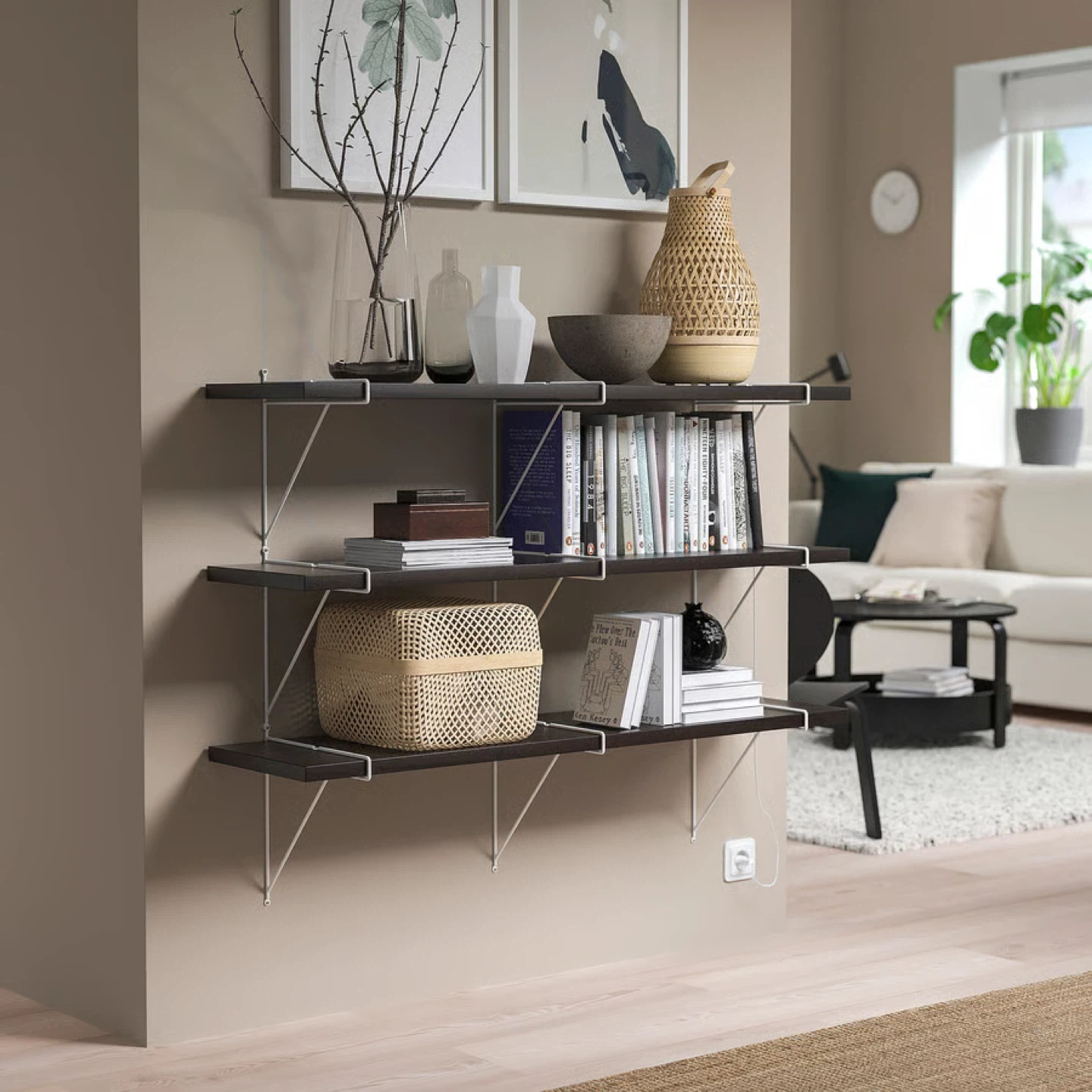 IKEA Wall shelves + brackets (3 shelves, gray/white) - photo 2