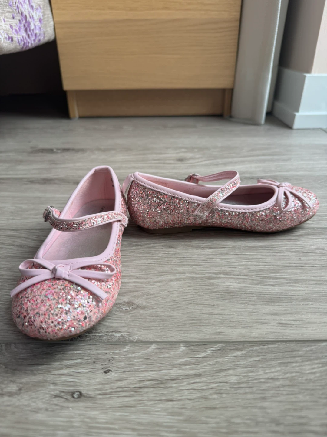 Pink Girl’s Glittery Ballet Flats - Size 12 - photo 2