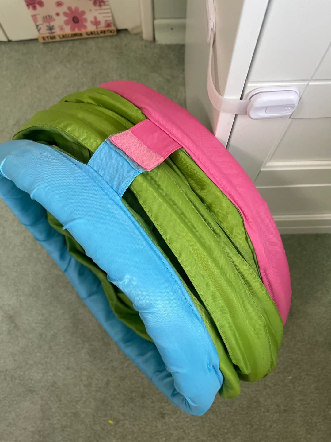 Kids Play Tunnel - Green, Blue & Pink
