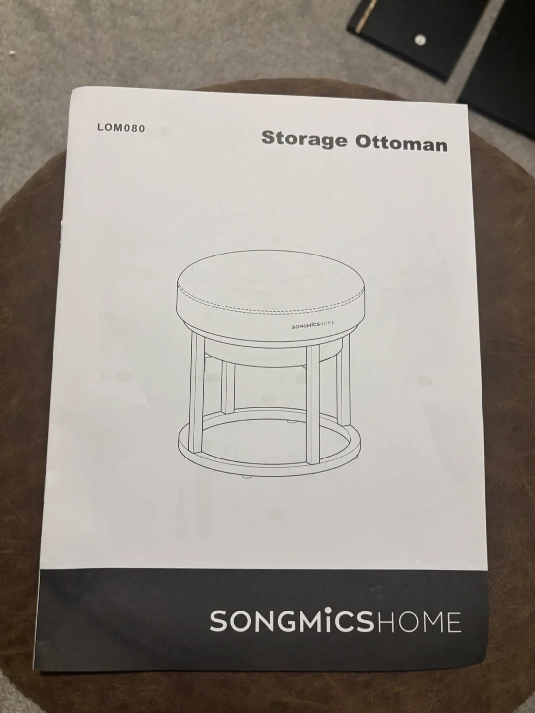 Leather Storage Ottoman Stool - Brown image indicator(4)