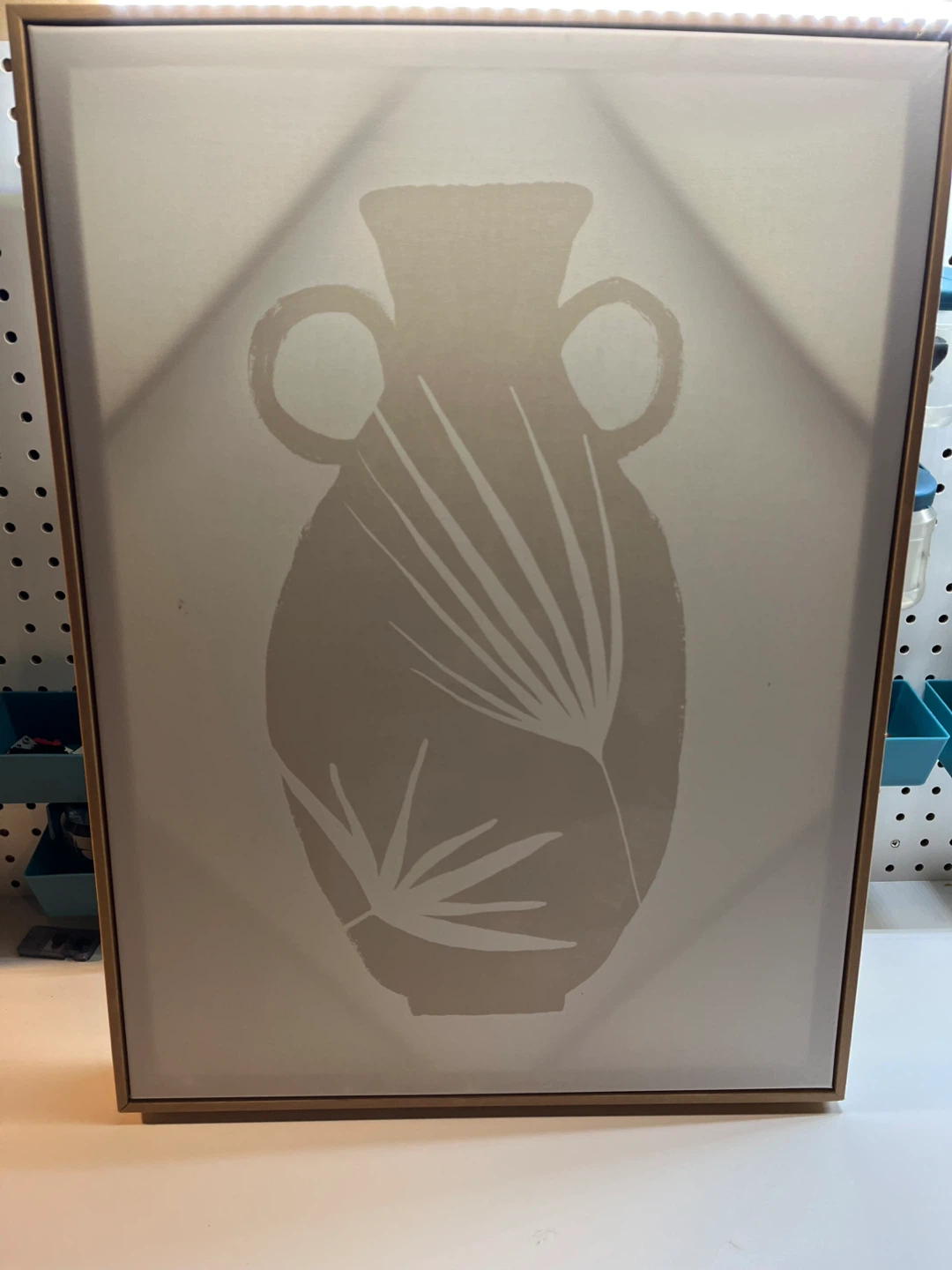 Framed Canvas Art - Vase & Leaves Design