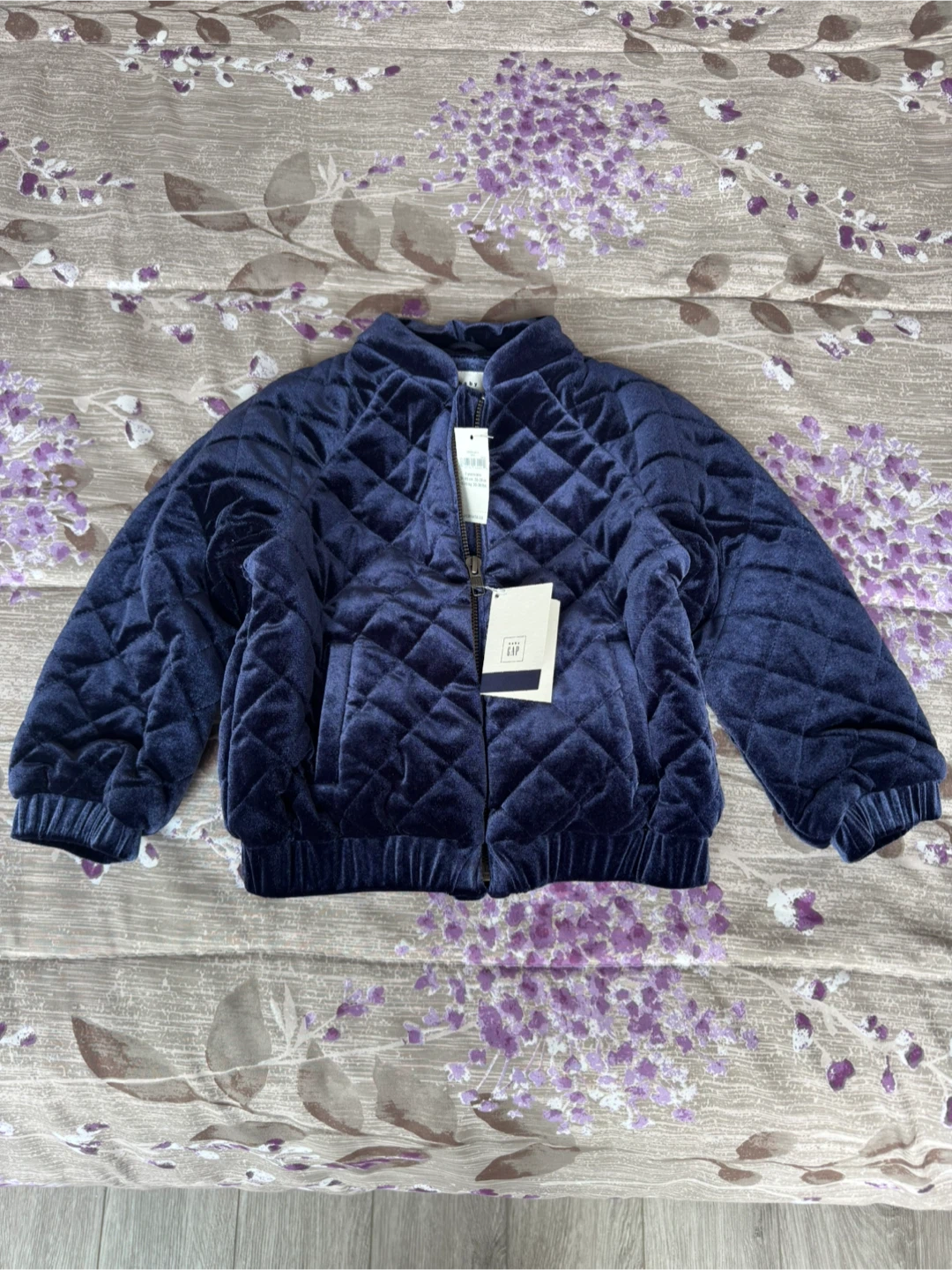 (Brand new - Small Y3) Baby Gap Navy Blue Quilted Velvet Jacket