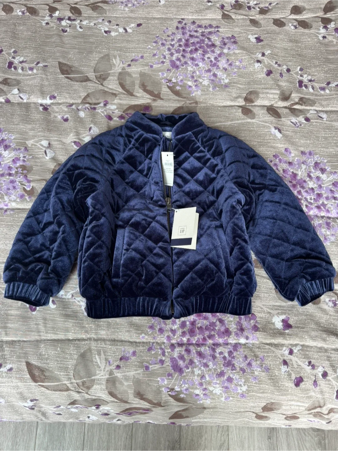 (Brand new - Small Y3) Baby Gap Navy Blue Quilted Velvet Jacket