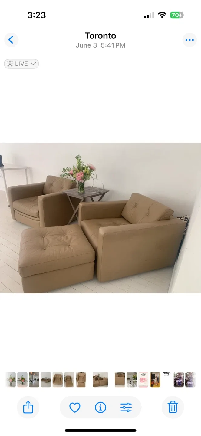 Leather Armchairs & Ottoman Set image indicator(2)