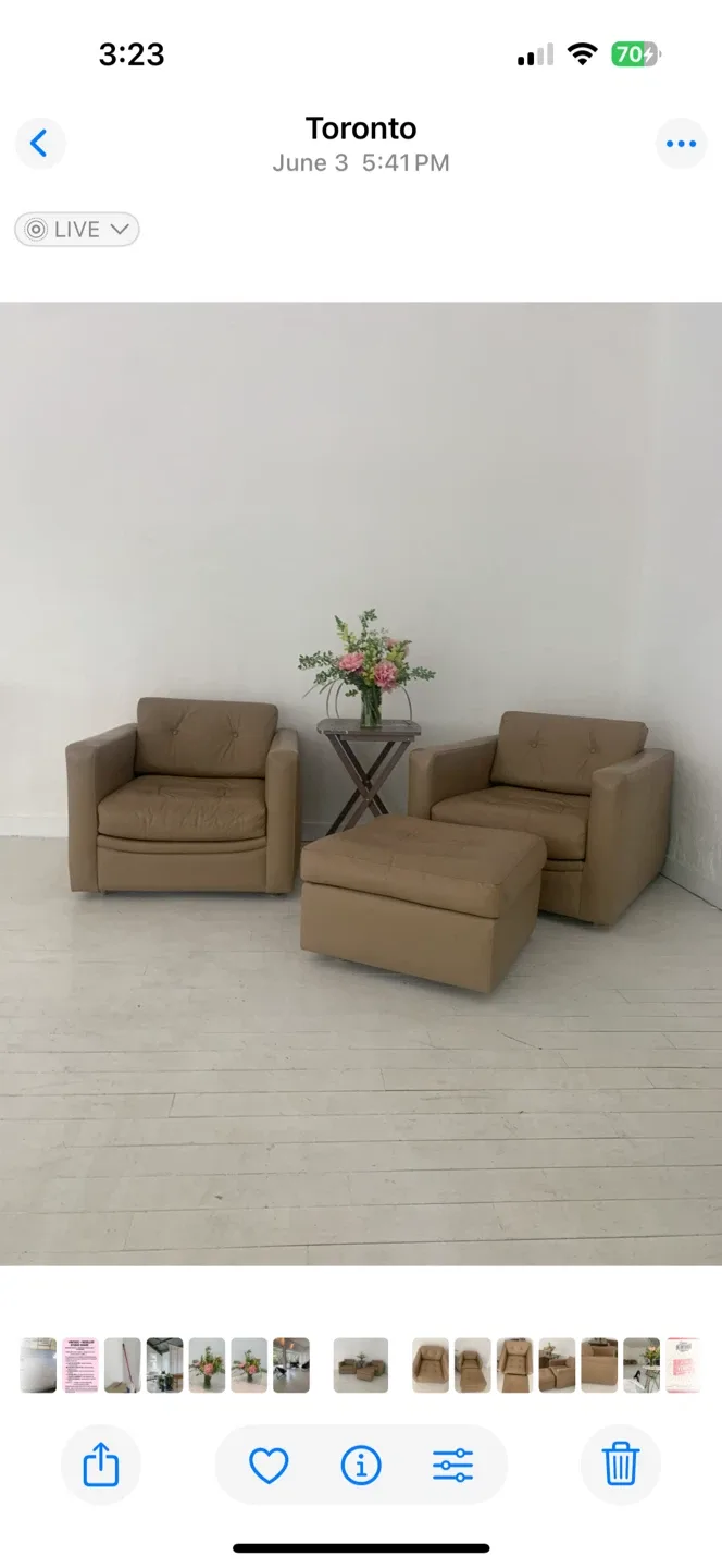 Leather Armchairs & Ottoman Set image indicator(5)