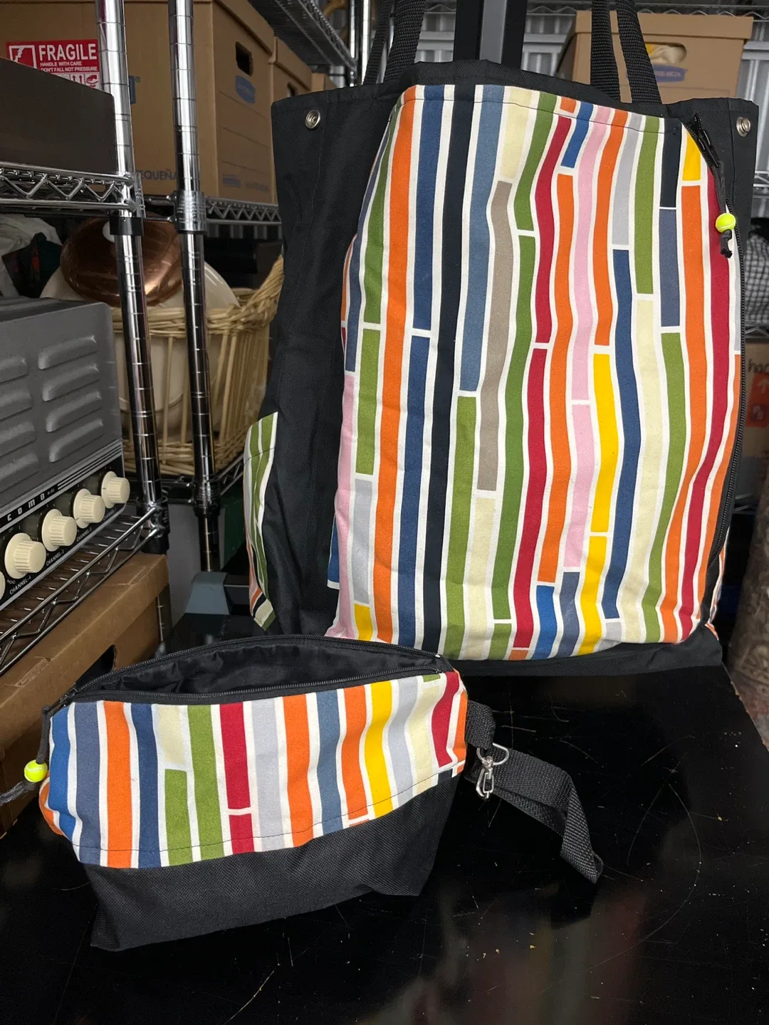 Traner Totes Gym-Tennis-Pickleball Bag with Colourful Stripes thumbnail