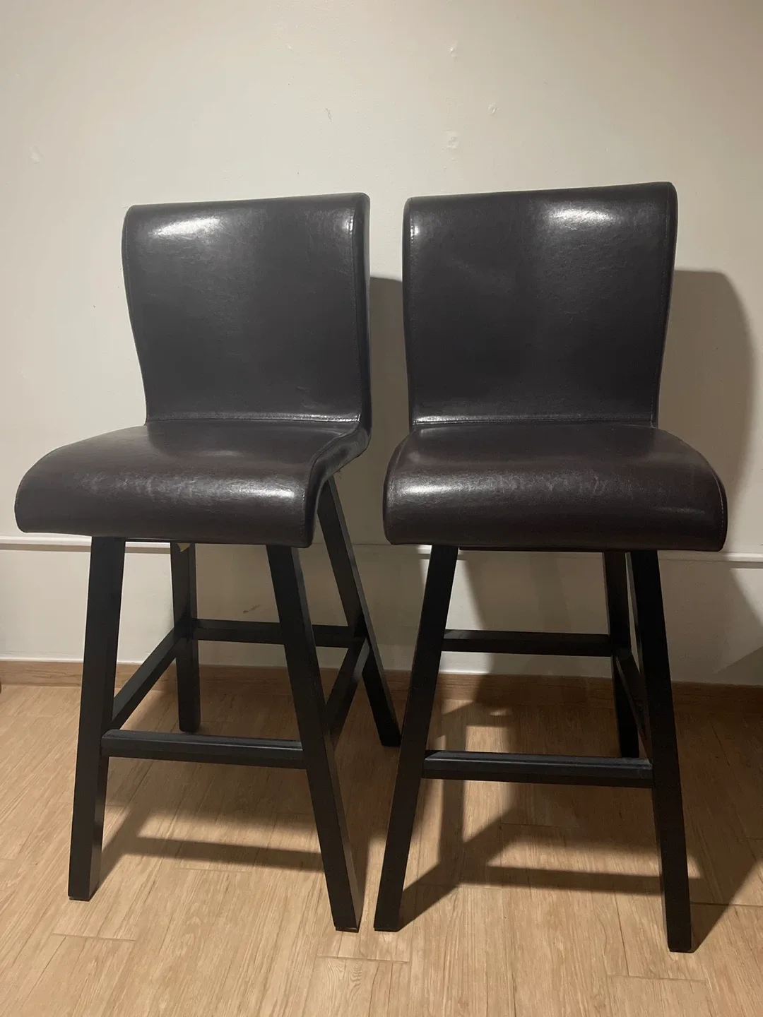 Set of 2 Dark Brown Bar Stools