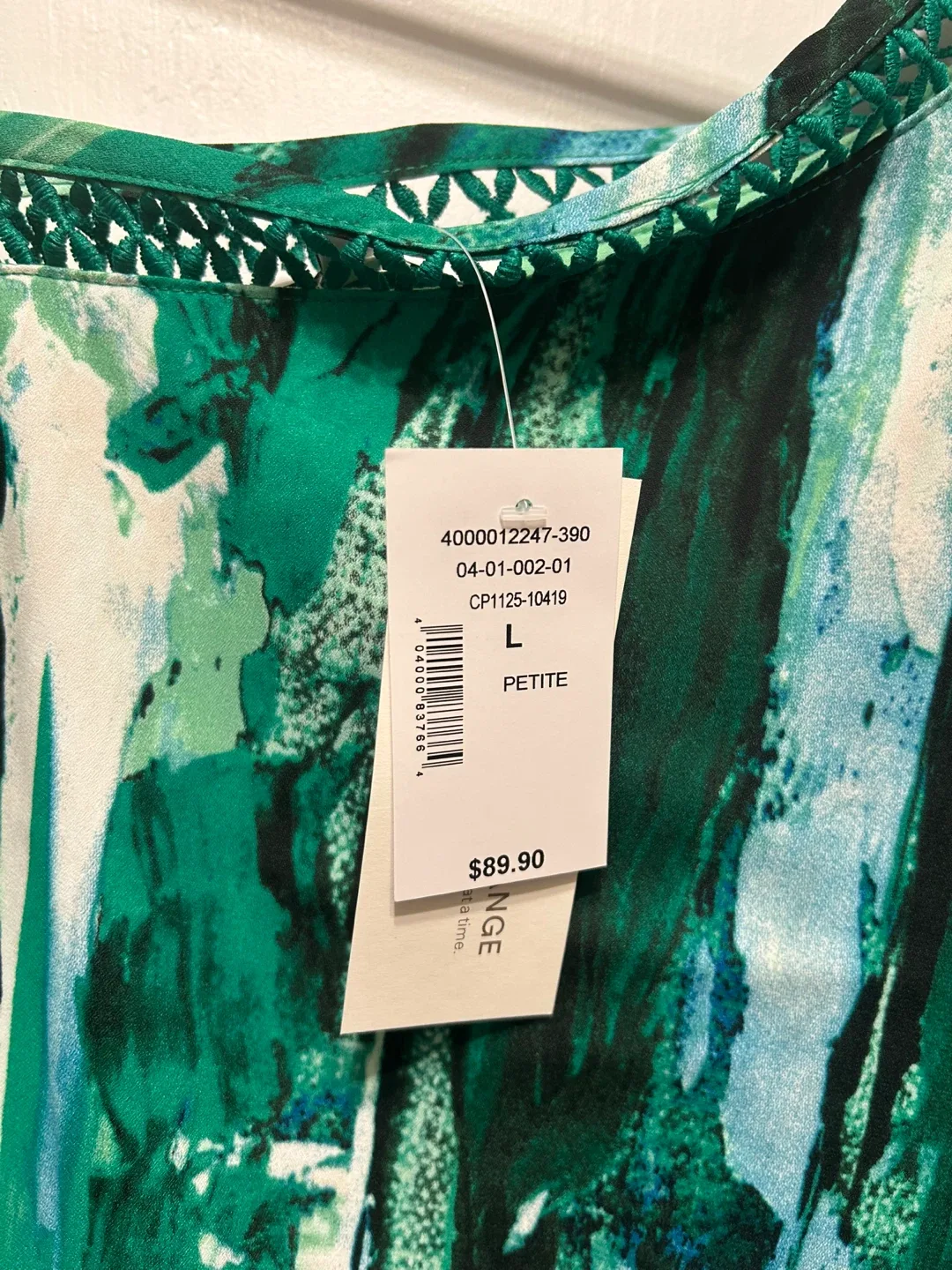 Green Abstract Print One-Shoulder Dress NWT image indicator(9)