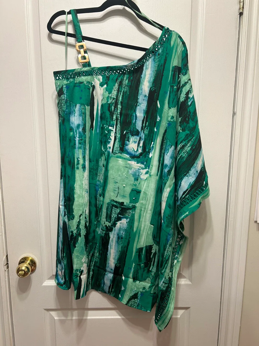 Green Abstract Print One-Shoulder Dress NWT image indicator(8)