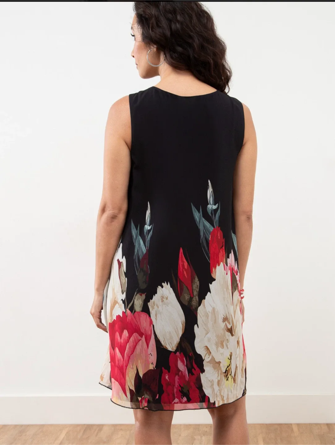 Black Floral Chiffon Sleeveless Dress NWT image indicator(4)