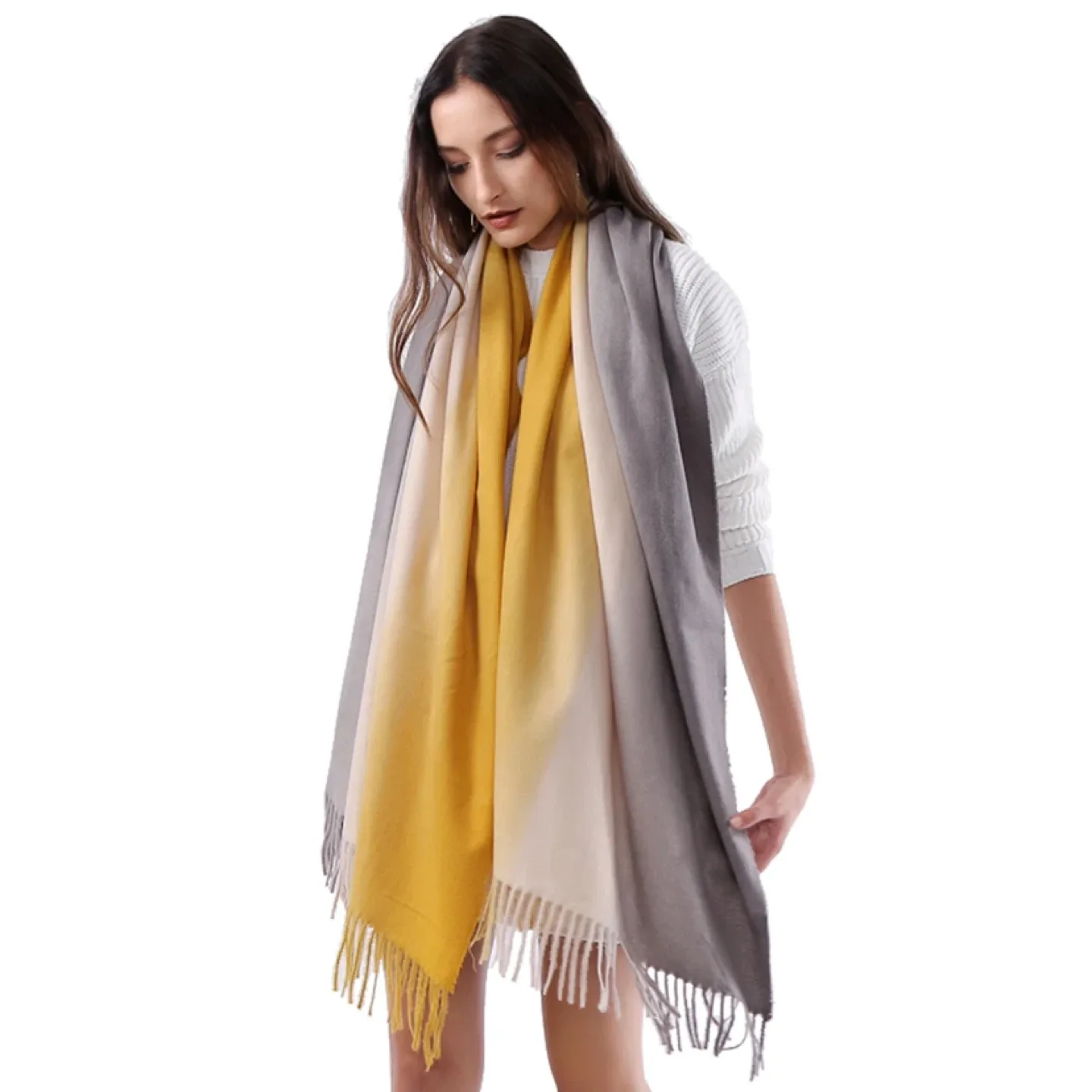 Grey & Yellow Ombre Scarf/Shawl