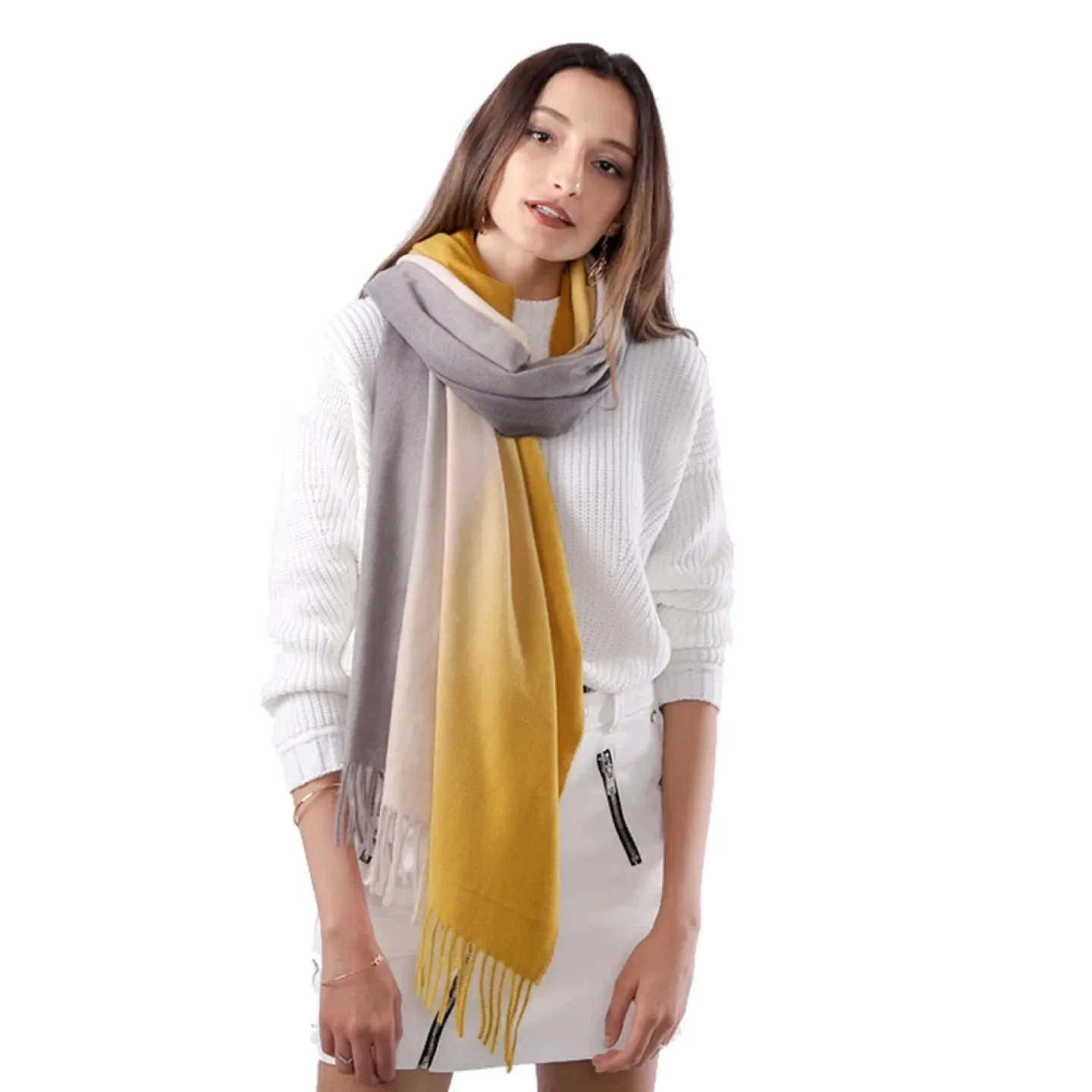 Grey & Yellow Ombre Scarf/Shawl image indicator(3)
