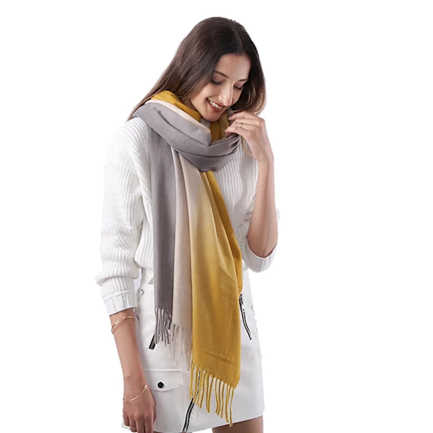 Grey & Yellow Ombre Scarf/Shawl image indicator(2)
