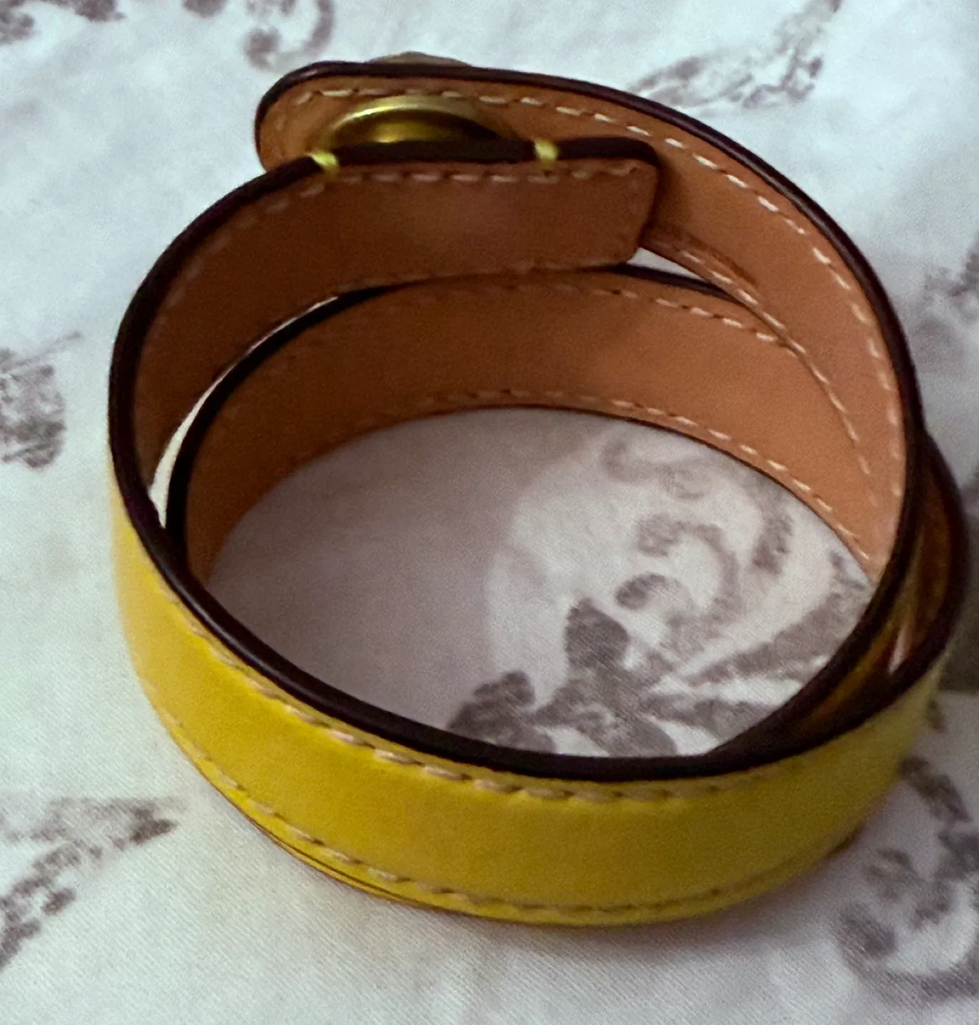 Coach Yellow Leather Turnlock Double Wrap Bracelet image indicator(3)