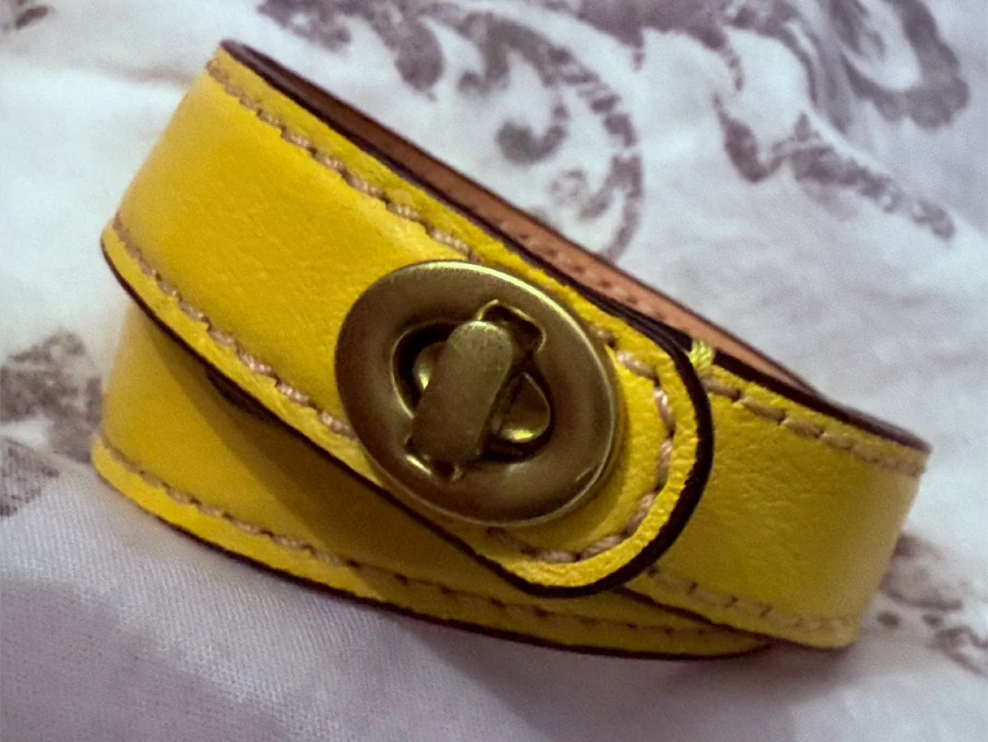 Coach Yellow Leather Turnlock Double Wrap Bracelet image indicator(4)