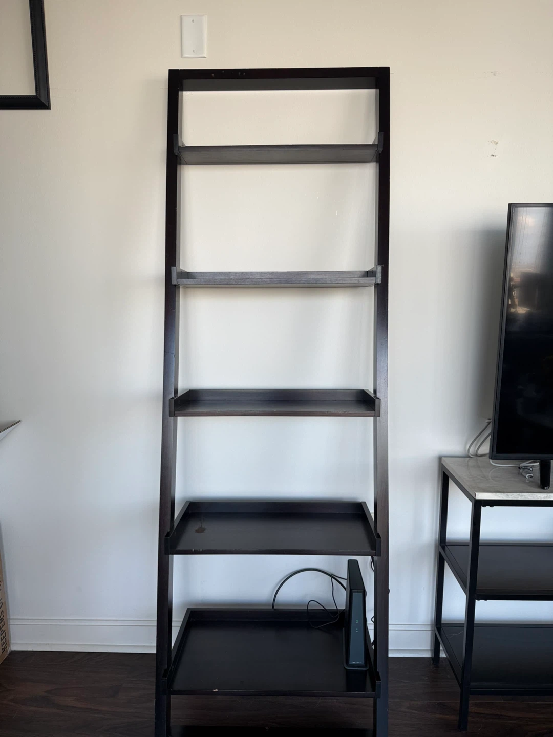 Dark Brown Leaning Ladder Shelf