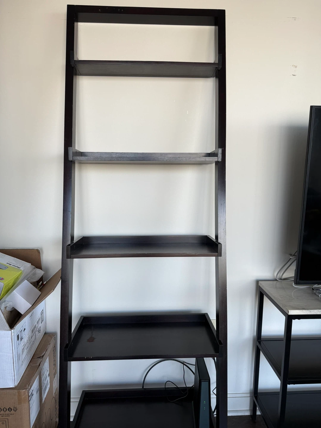 Dark Brown Leaning Ladder Shelf - photo 2