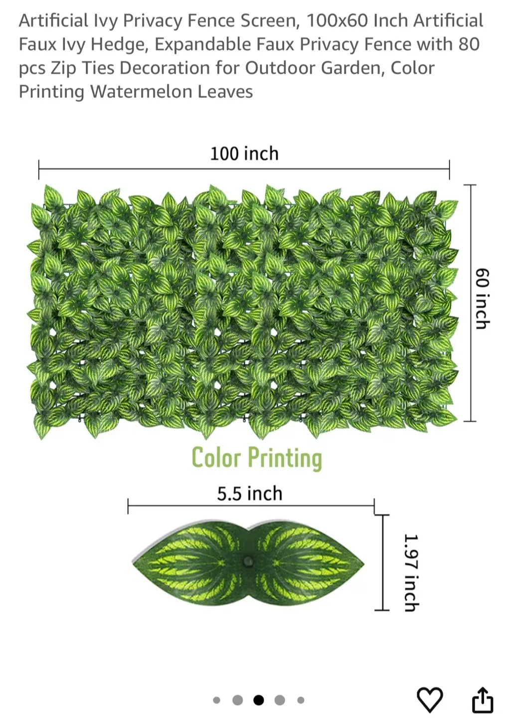 Artificial Ivy Privacy Fence Screen 100x60 Inch