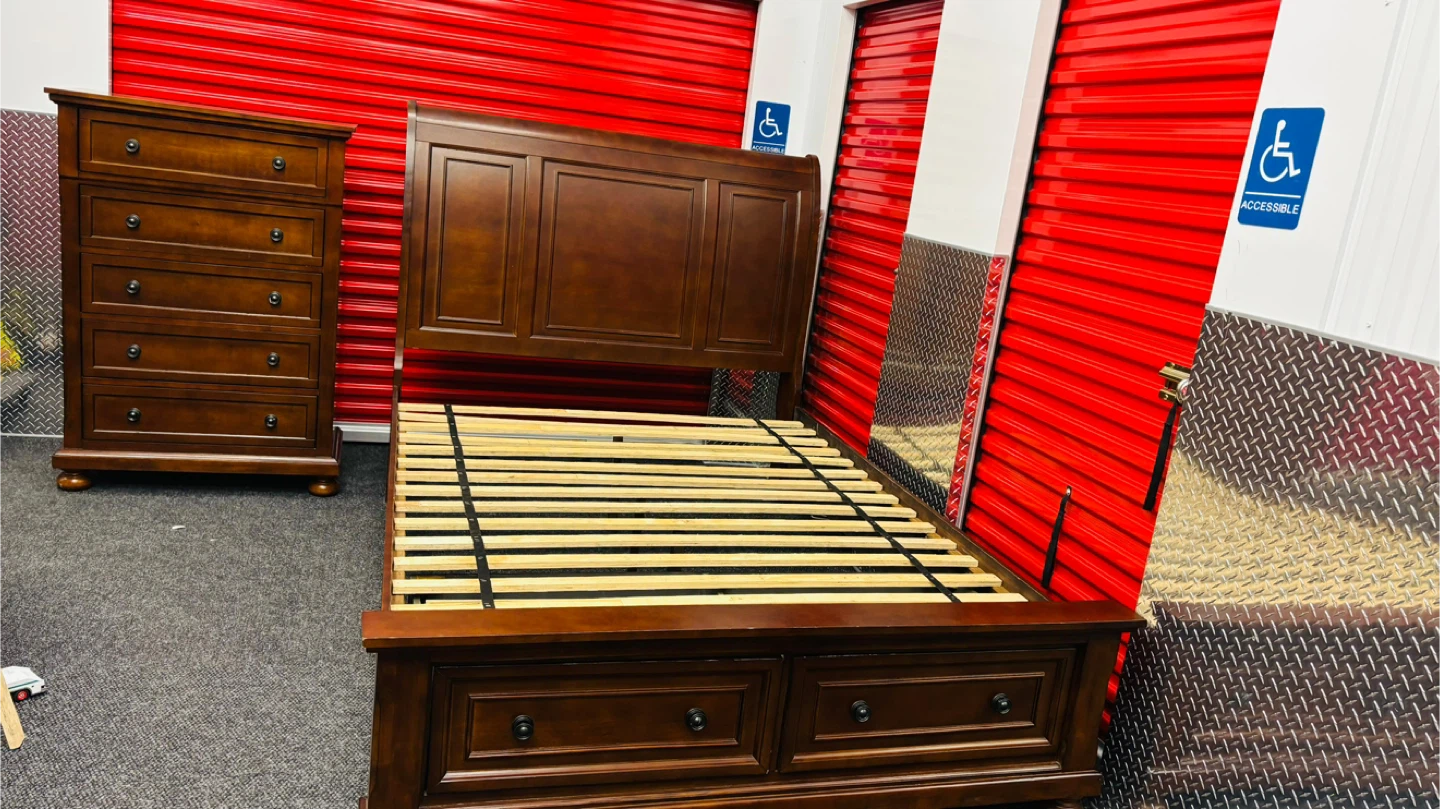 Wooden Bed Frame with Dresser