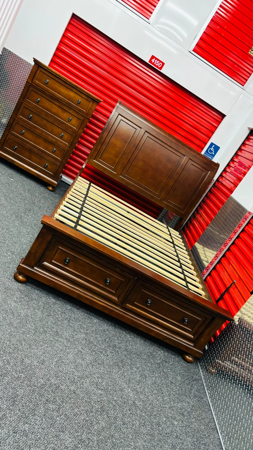 Wooden Bed Frame with Dresser - photo 4