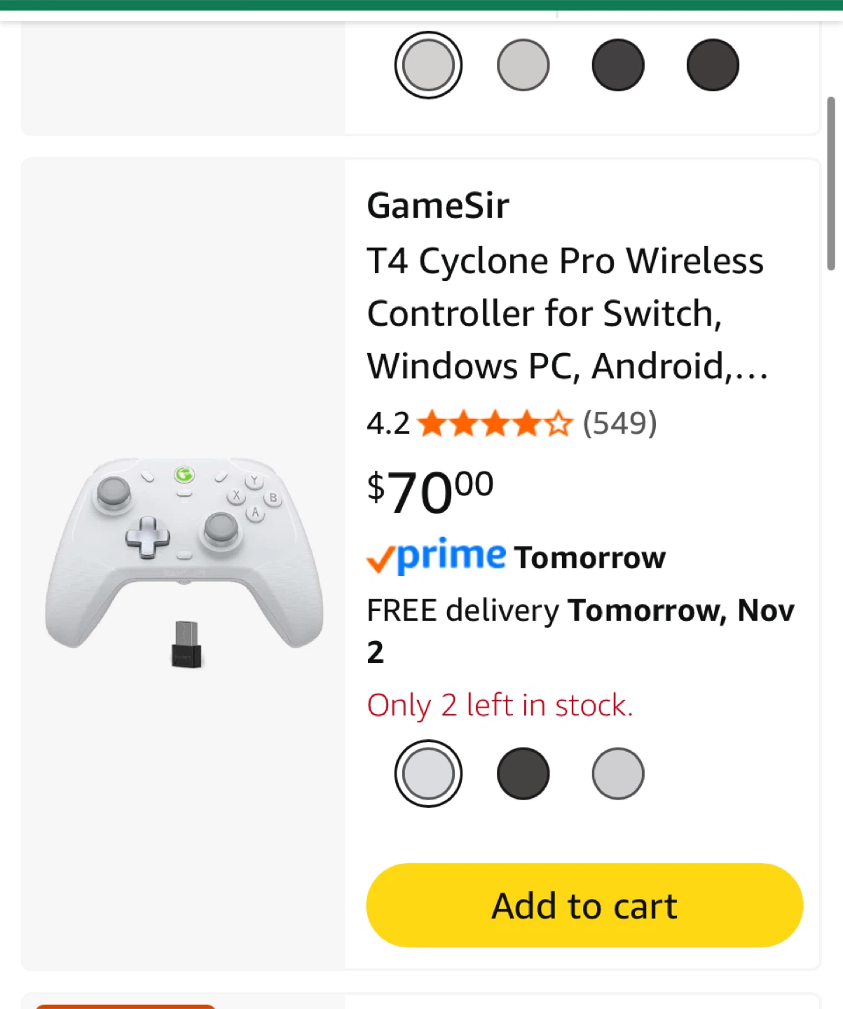 GameSir T4 Cyclone Pro Wireless Controller - White