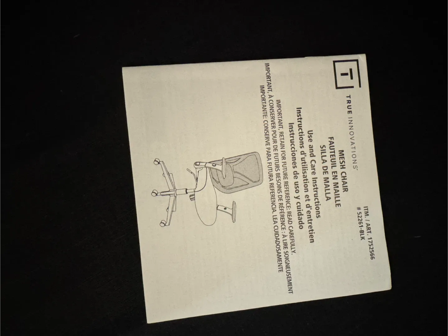 Barely used!! True Innovations Black Mesh Chair image indicator(6)