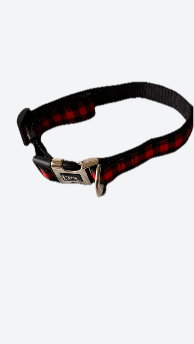 PMP Protects The Paws Dog Collar - Red Plaid