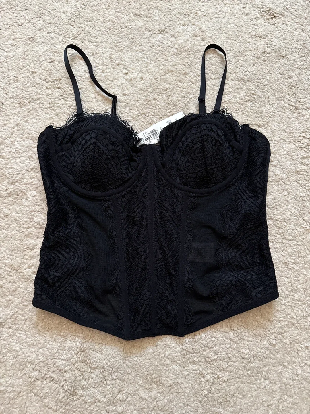 Garage Black Lace Corset Top - New with Tags thumbnail