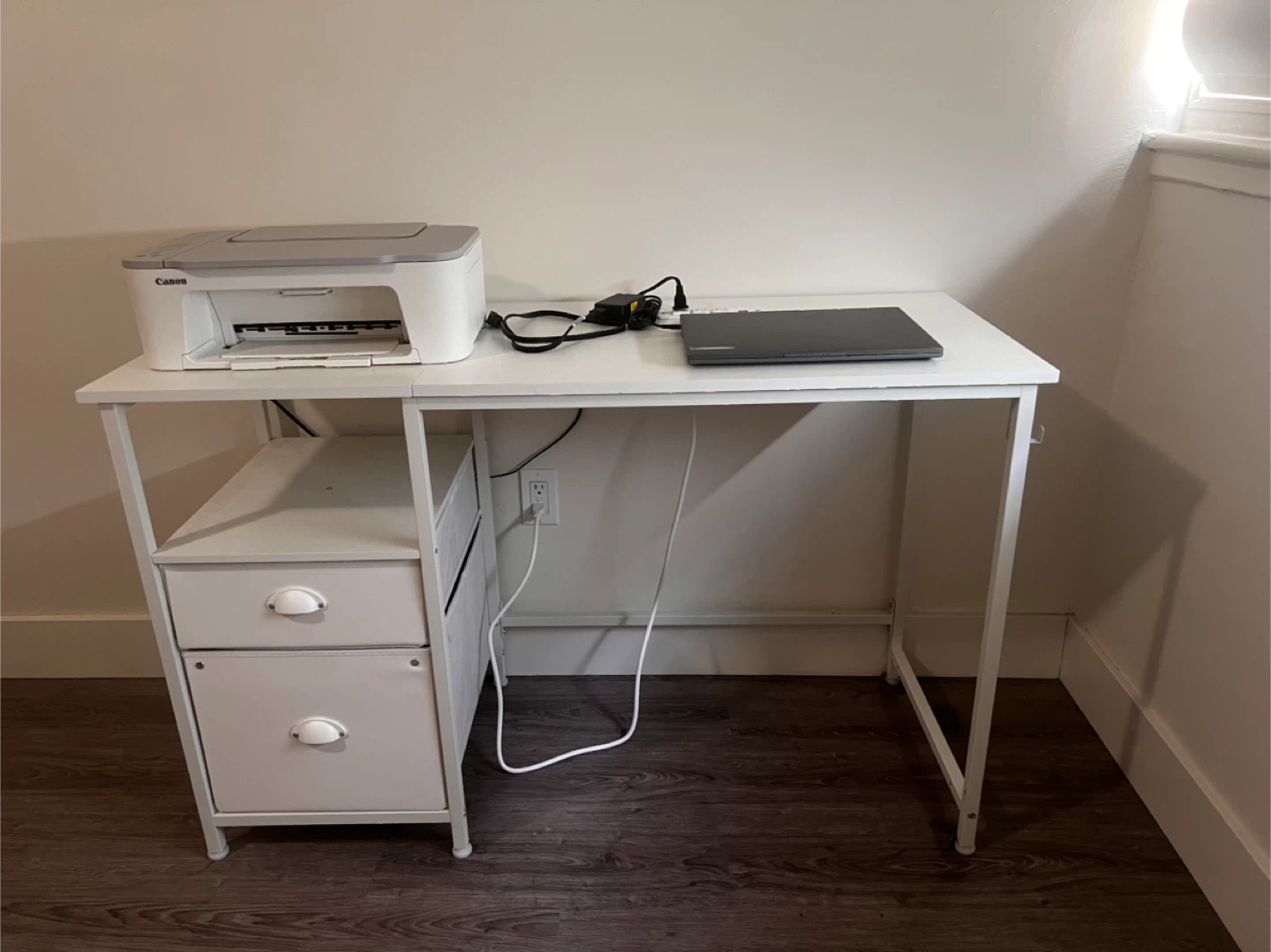 Computer desk with power outlet