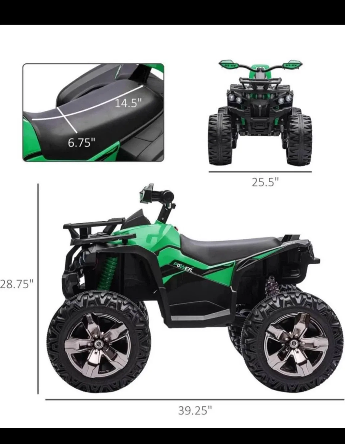 Kids Ride On ATV - Green & Black image indicator(5)