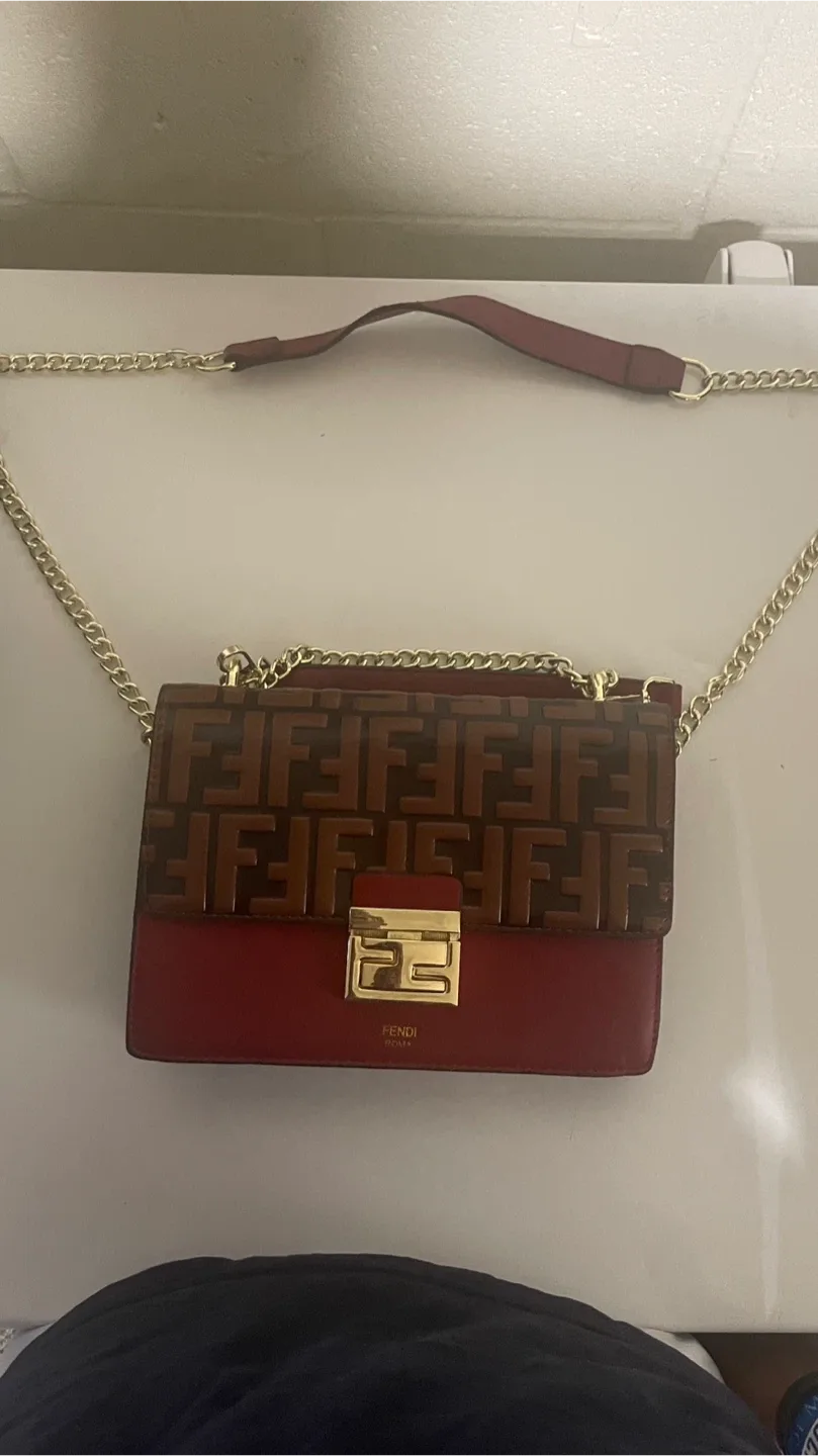 Fendi Roma Red Leather Shoulder Bag thumbnail
