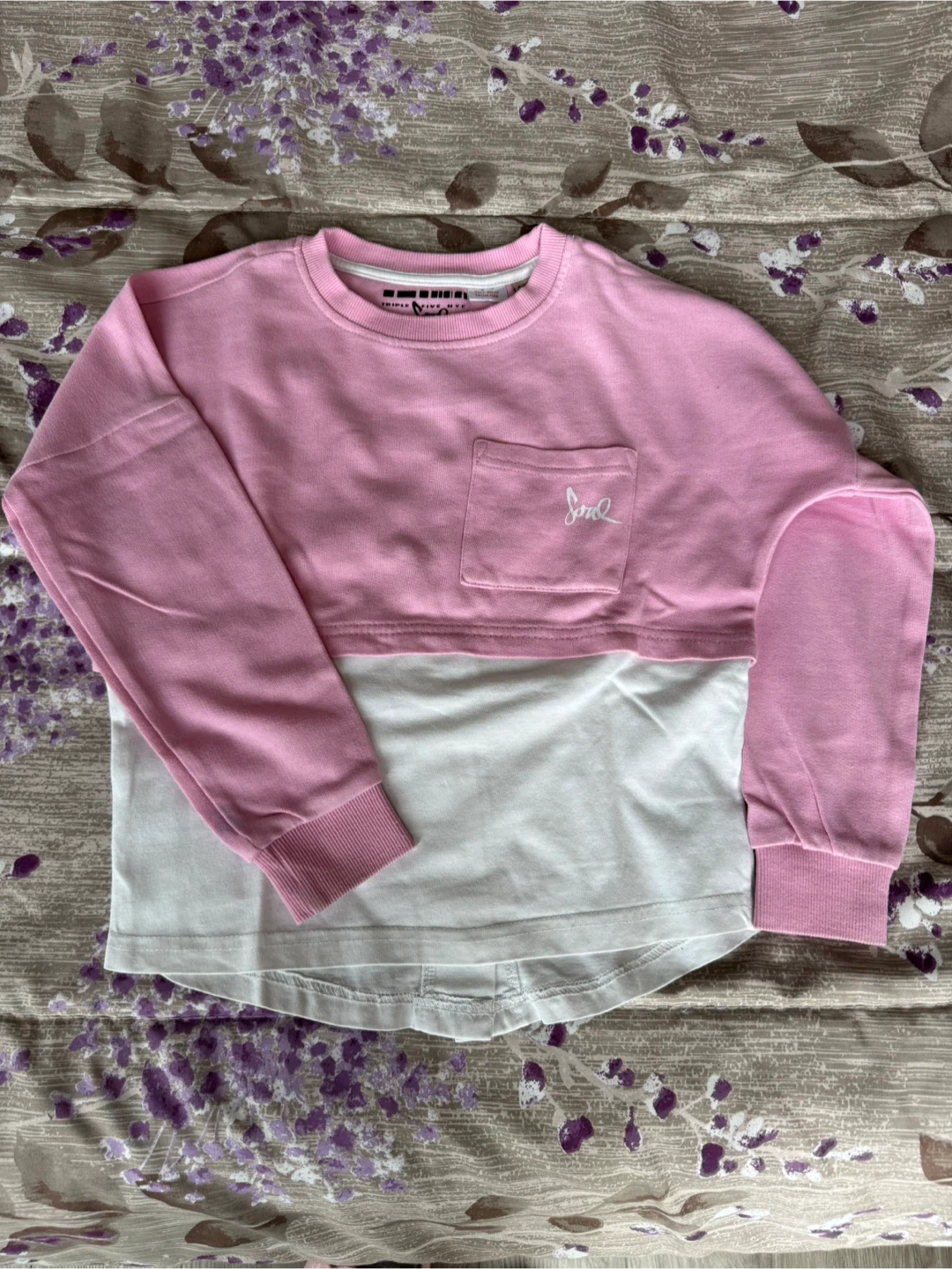 Triple Five Soul NYC Girls Pink & White Top - Size 6