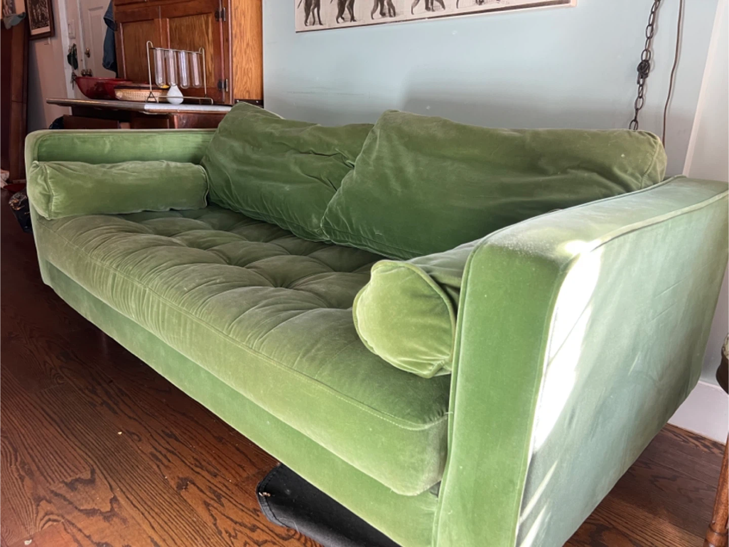 Green Velvet Sofa (72" x 36") - photo 5