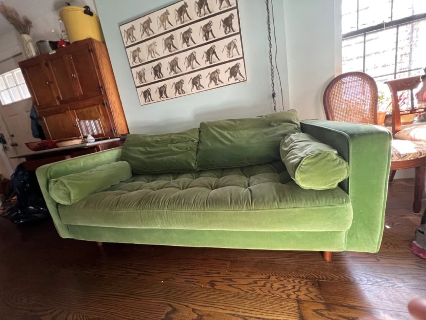 Green Velvet Sofa (72" x 36")