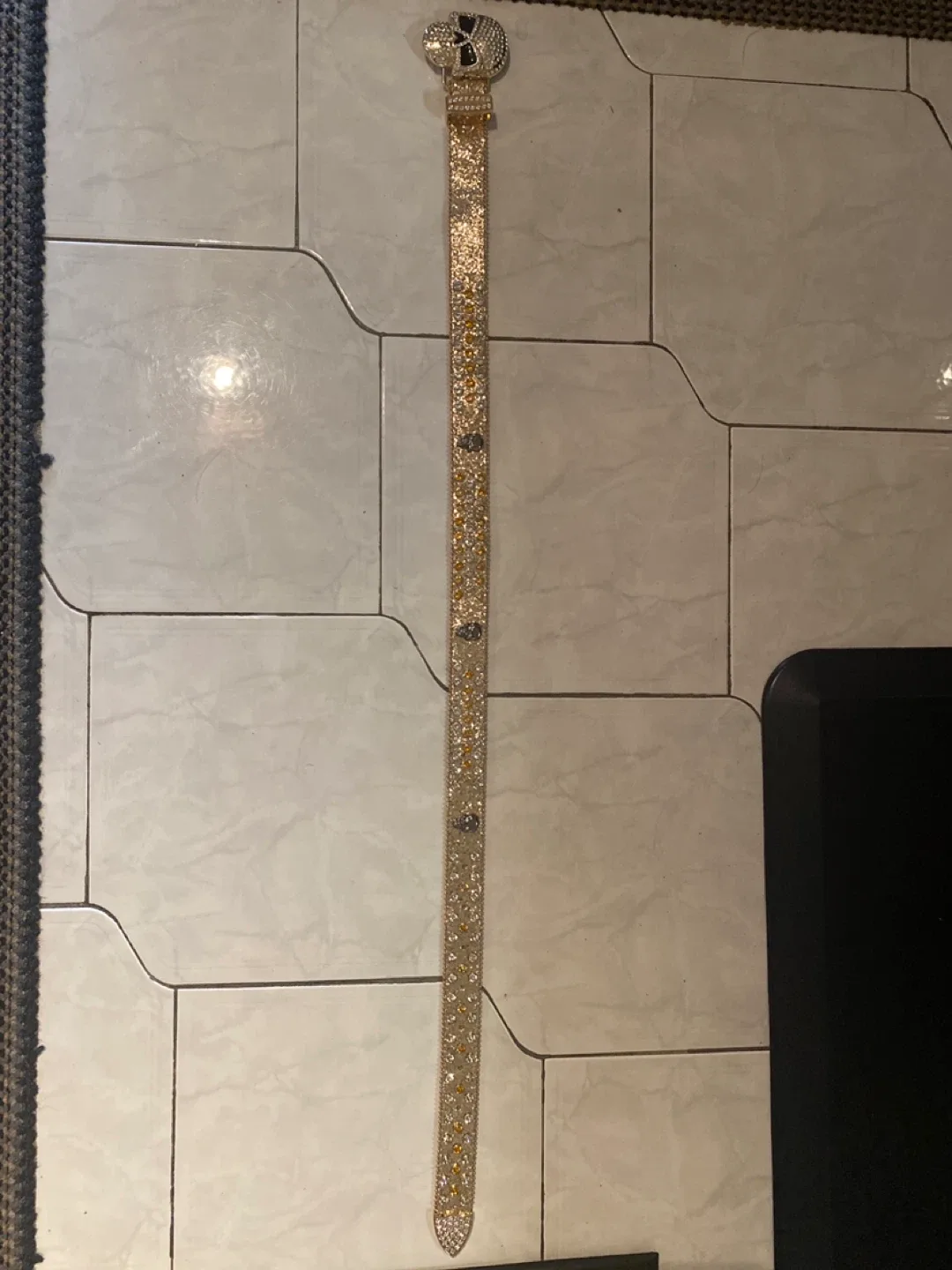 Gold Skull Rhinestone Belt image indicator(2)