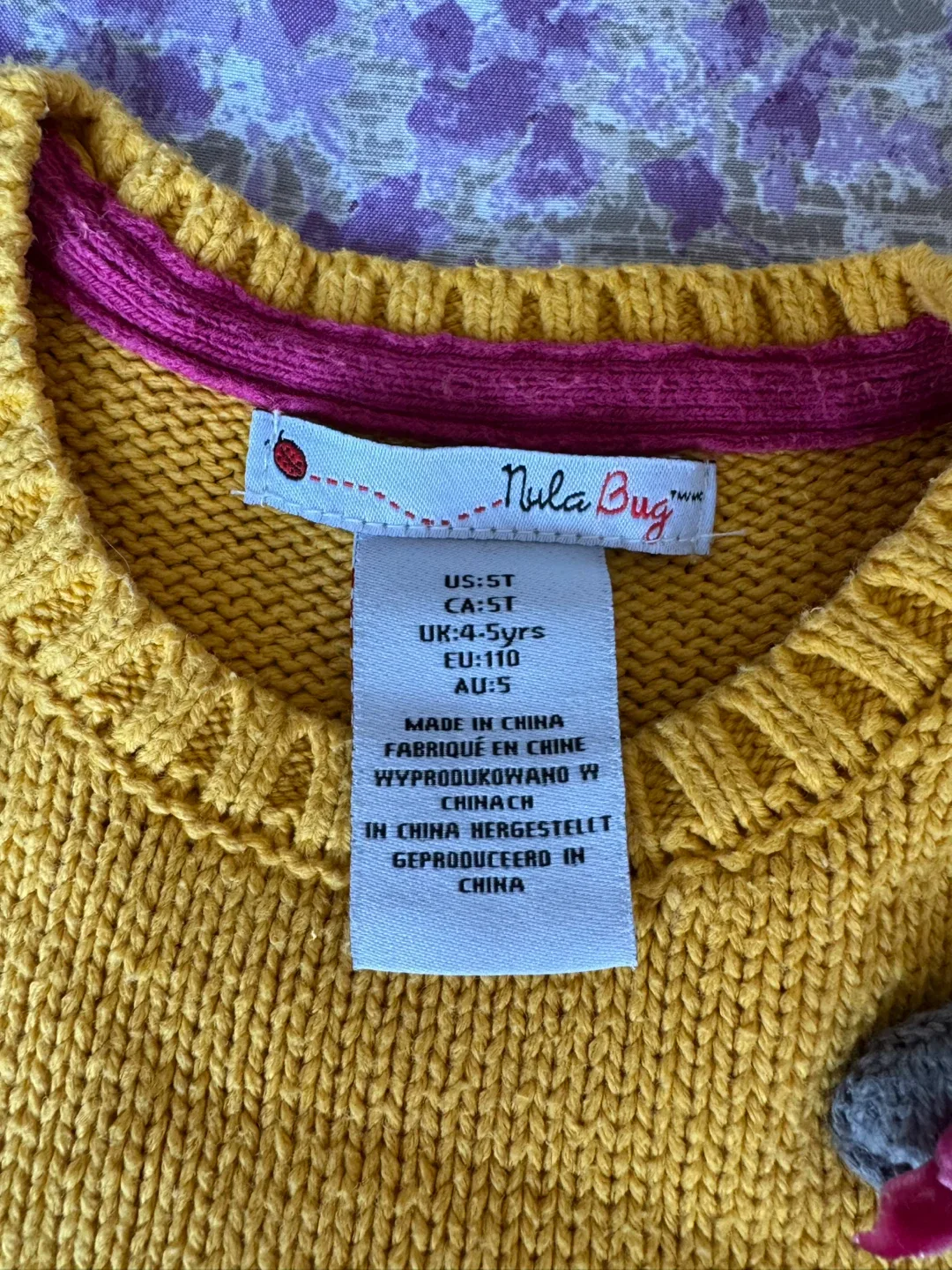Nula Bug Girl’s Yellow Knit Dress, Size 4-5 image indicator(3)