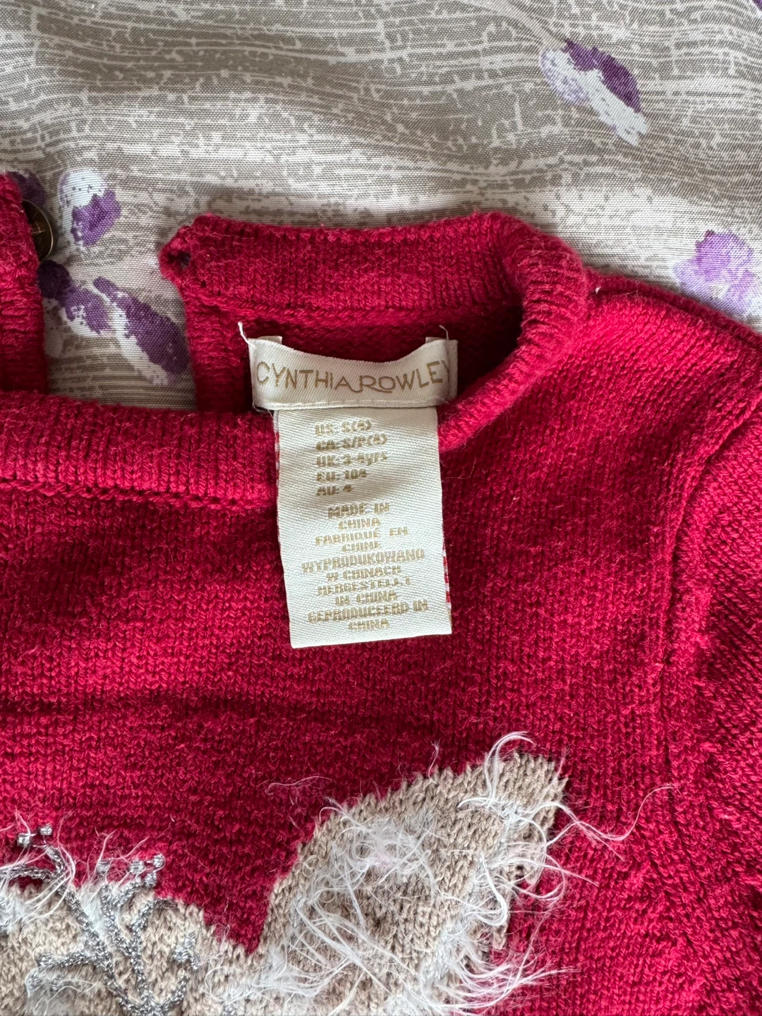 Cynthia Rowley Girls Red Deer Sweater - Size 3 - photo 3