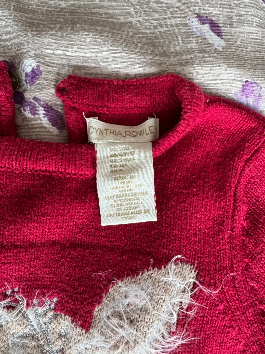 Cynthia Rowley Girls Red Deer Sweater - Size 3 image indicator(3)