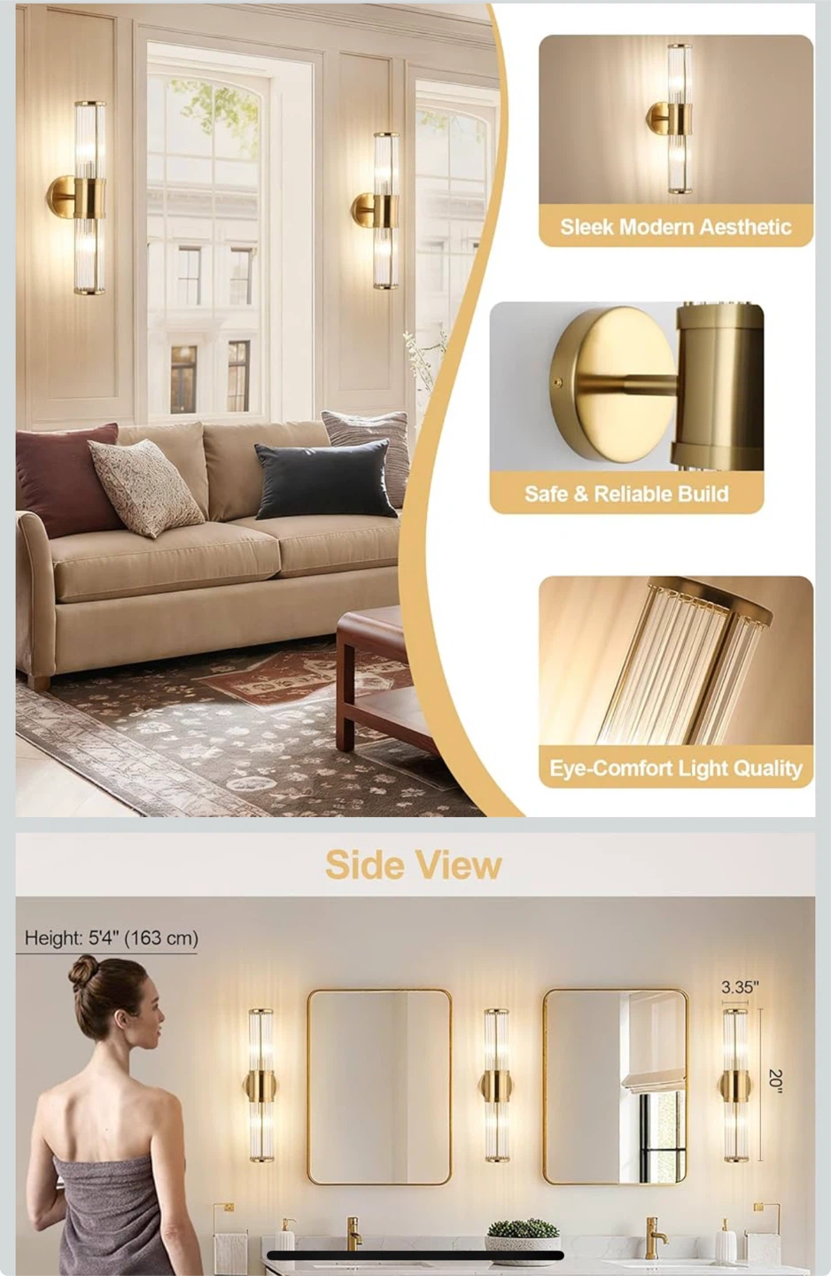 Modern Crystal Wall Sconce Lighting Fixture - photo 3