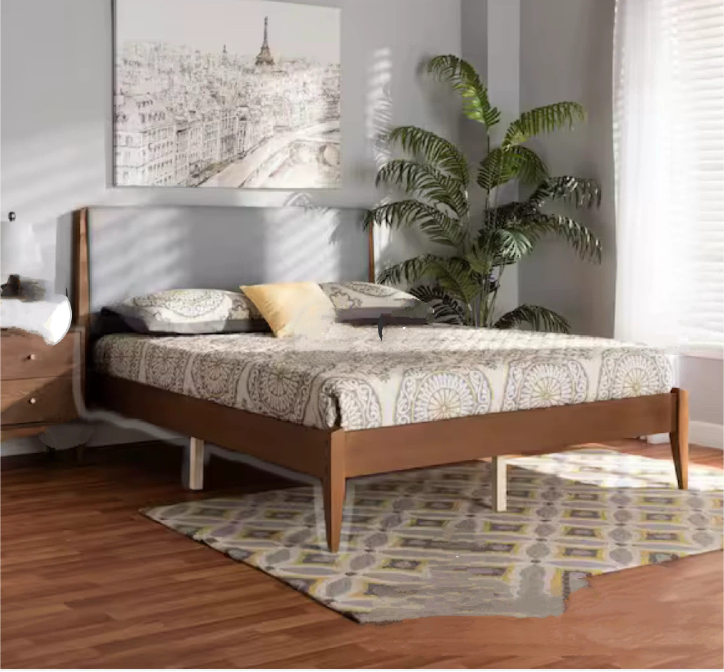 New Full Size Solid Wood Mid Century Modern Platform Bed