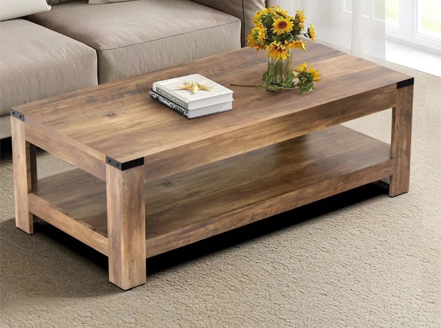 Brand New Wood Coffee Table with Shelf thumbnail