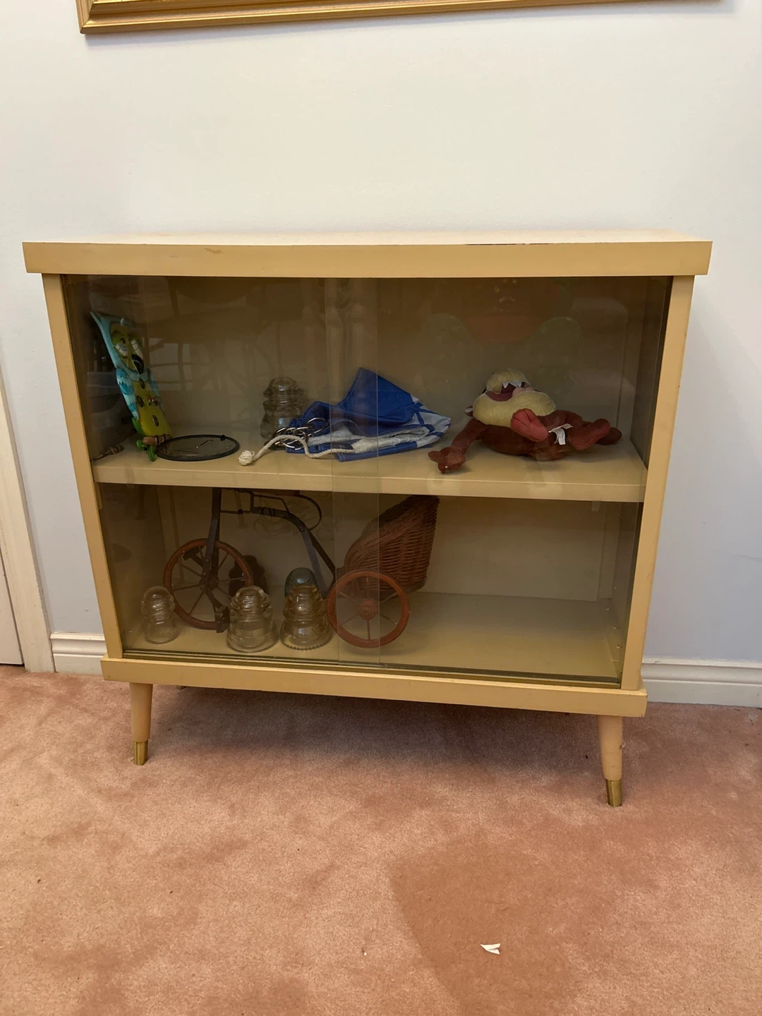 Vintage Display Cabinet with Sliding Glass Doors