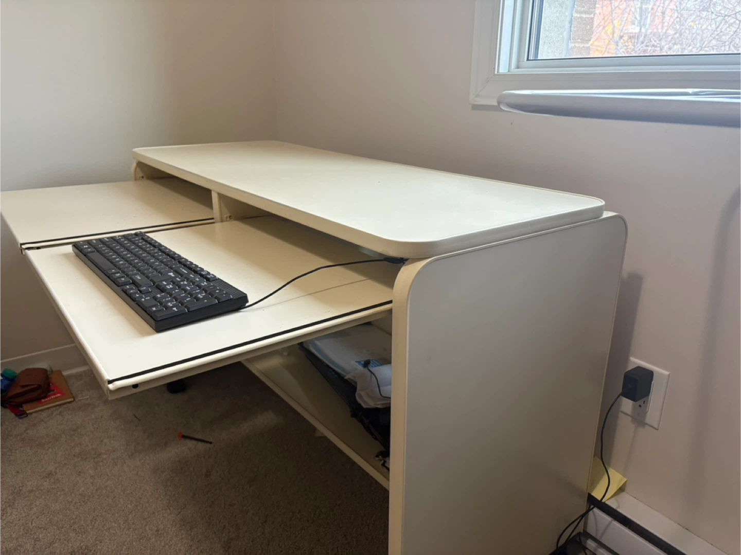 White Desk with Pull-Out Keyboard Trays - photo 2