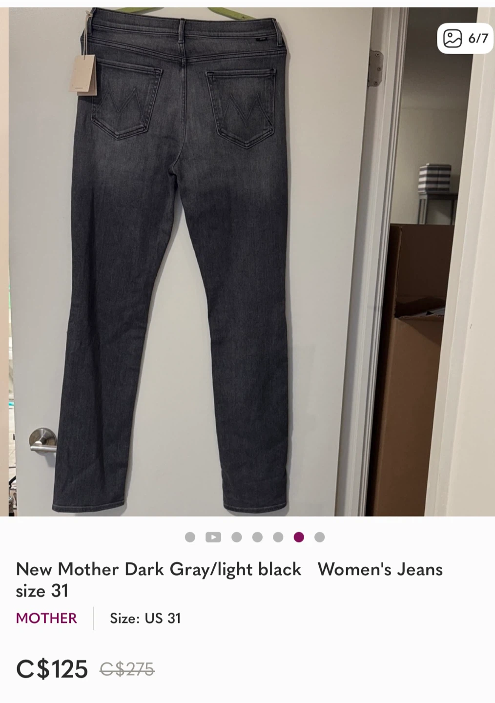 New Mother The Rascal Sliced Up Heel Jeans - Size 31 - photo 4