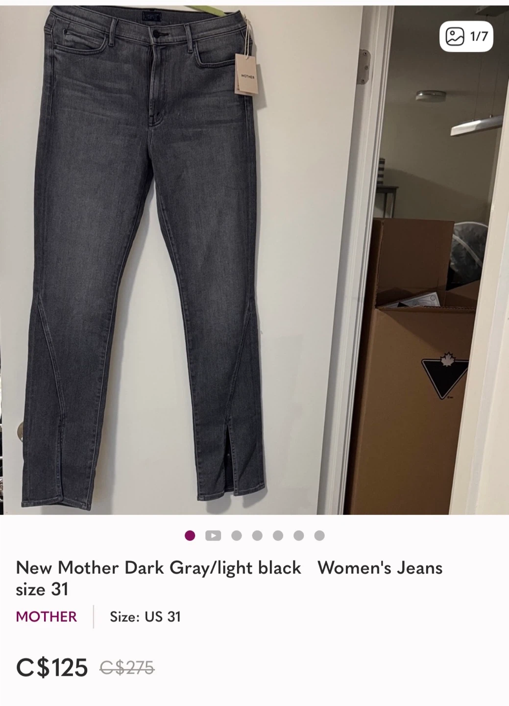 New Mother The Rascal Sliced Up Heel Jeans - Size 31