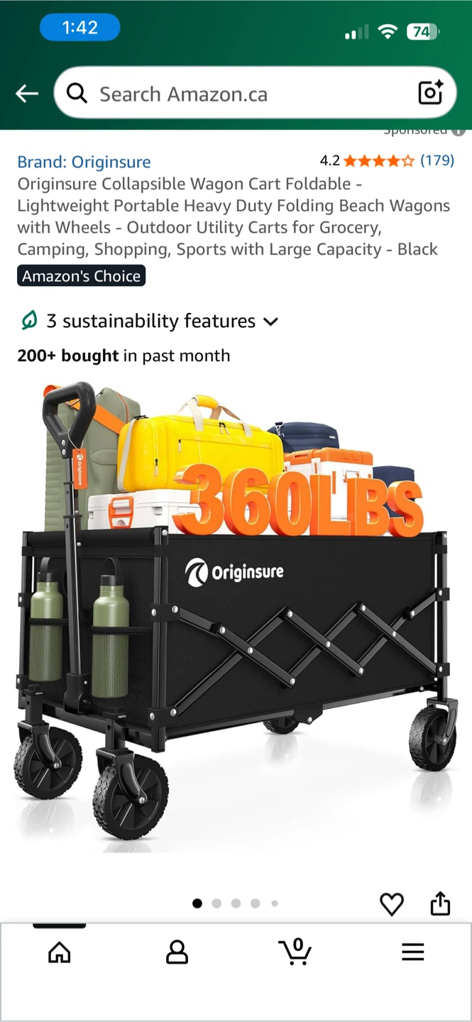 Originsure Collapsible Wagon Cart - Black