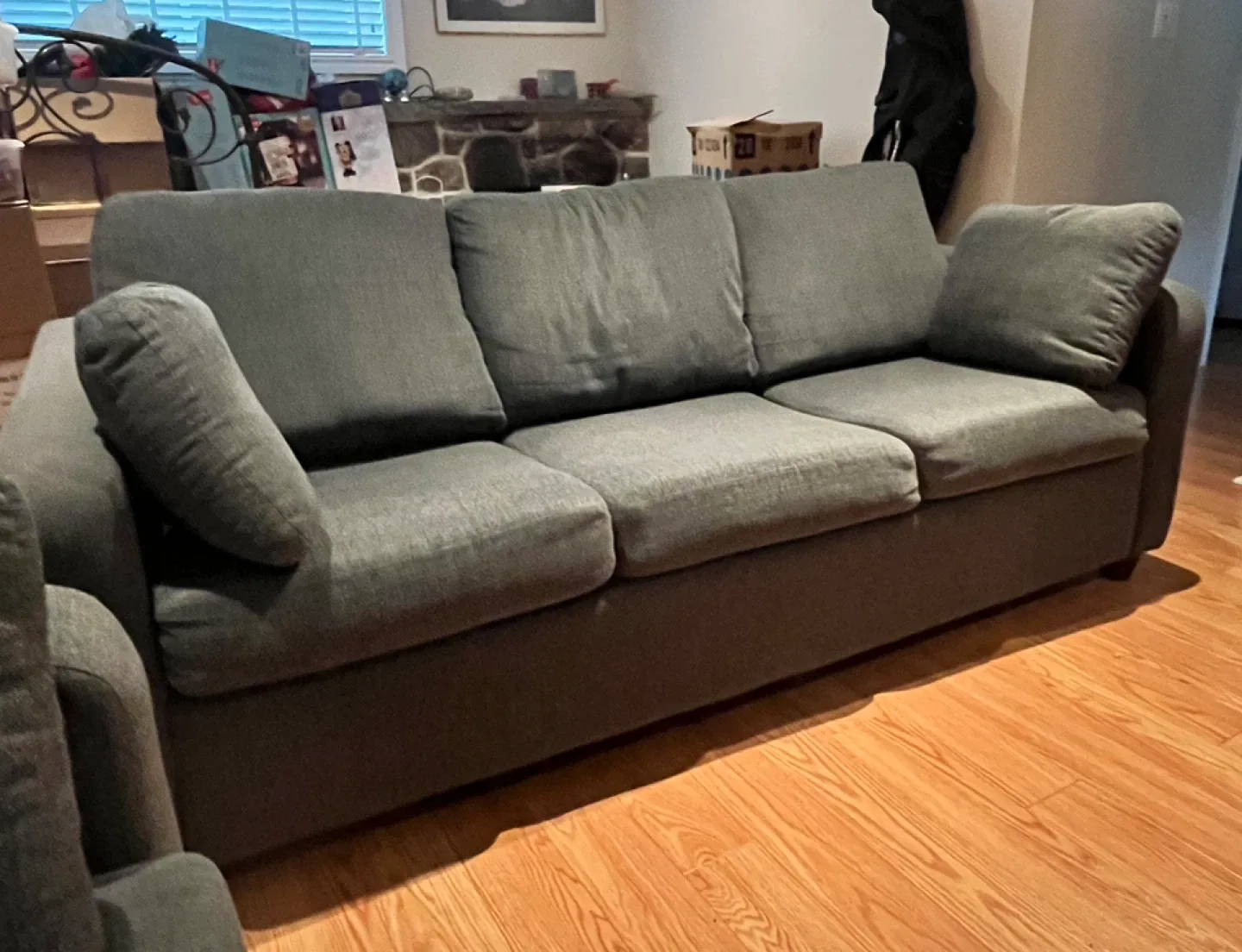 2 couches - 1 with chaise lounge, the other is a sofa bed image indicator(3)